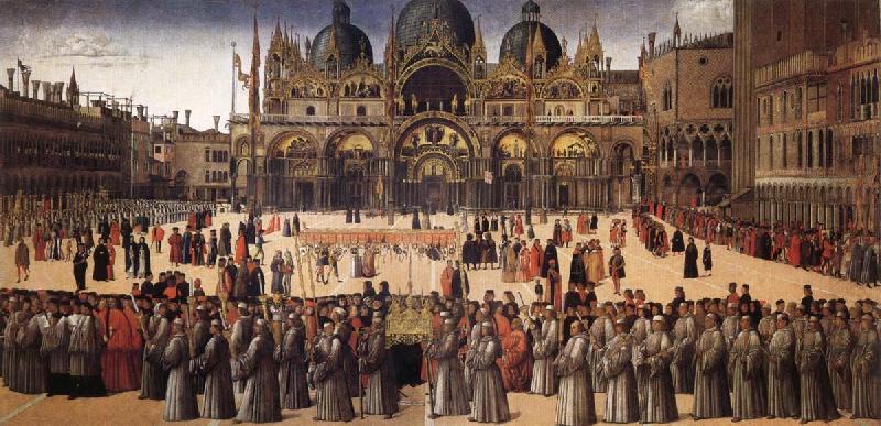 BELLINI, Gentile Procession in Piazza San Marco Sweden oil painting art